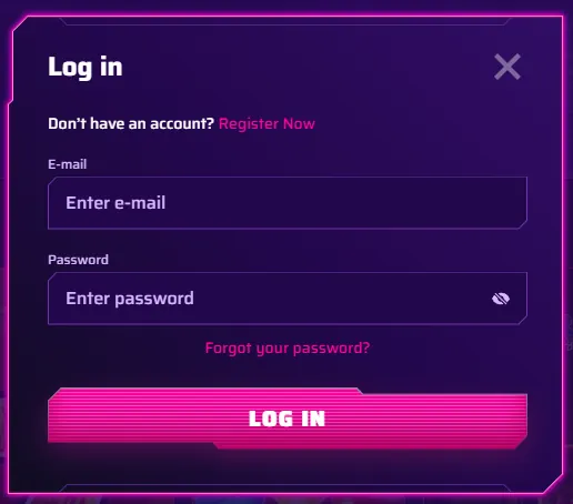 Roby Casino account login and registration interface